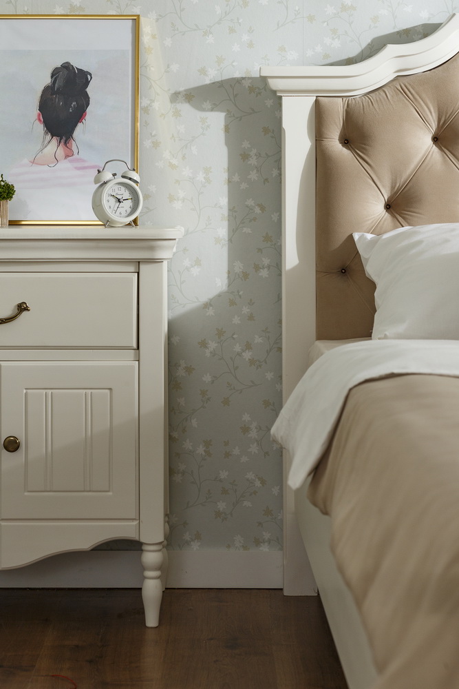 Прикроватный комод массив сосны белый Айно №16