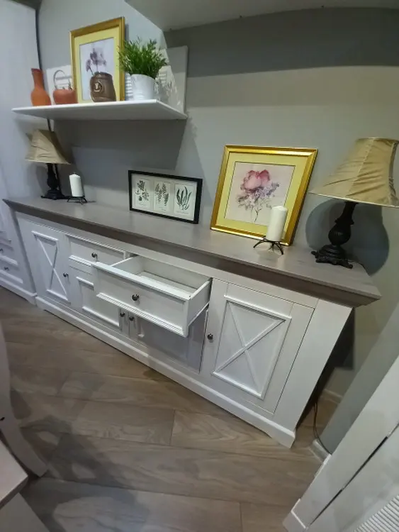 Комод Форест 4-дверный с 2-я ящиками белый воск/серый