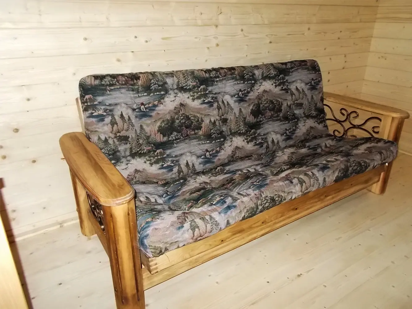 Диван Викинг 02 (бейц старение) с мягким элементом (раскладной с механизмом)