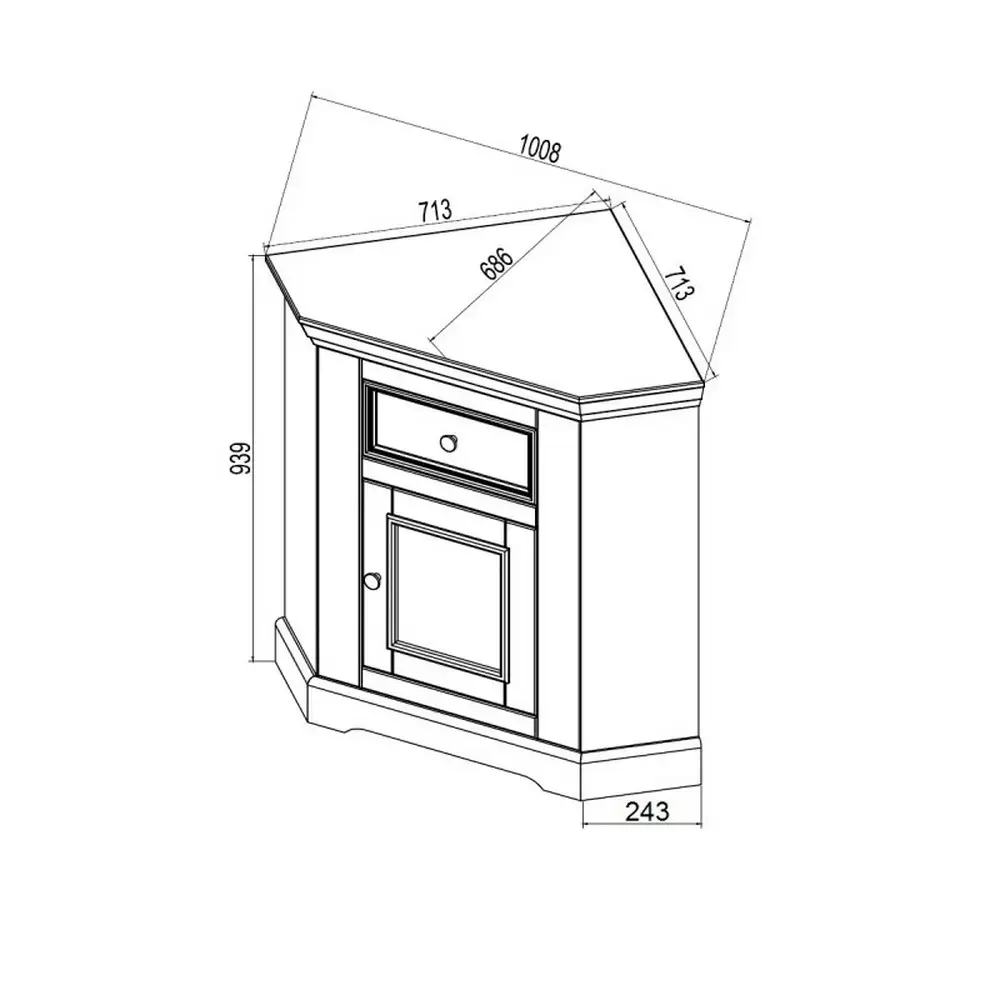 Комод буфета углового Форест белый воск/серый
