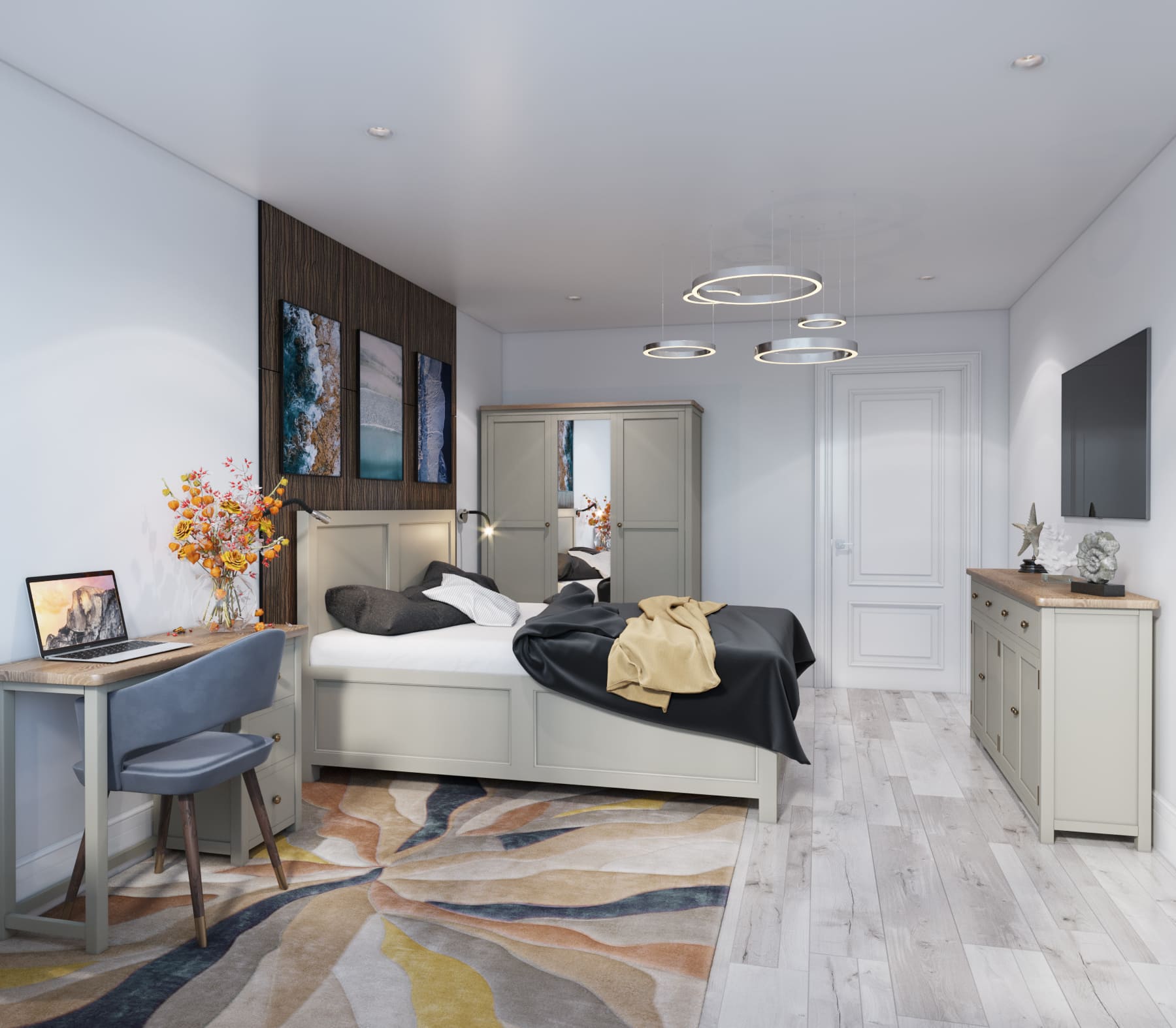 Шкаф двустворчатый широкий "Jules Verne" серый