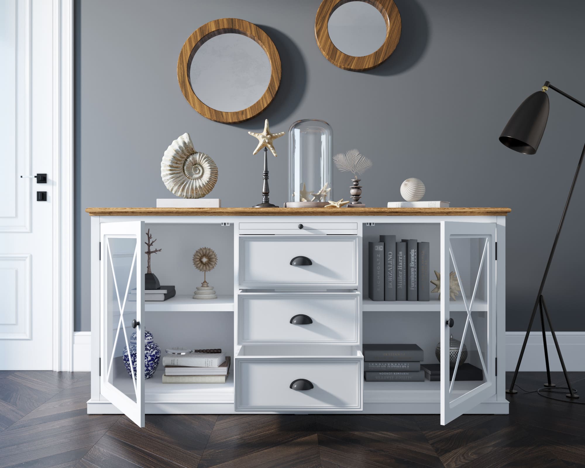 Комод 3 ящика массив "Palermo" с дверками