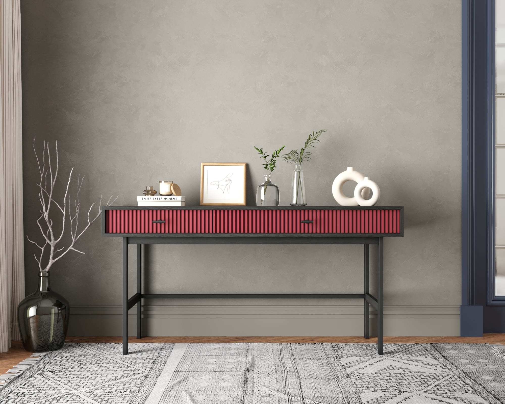 Консоль с двумя ящиками "Emerson" арт EM22/red/L