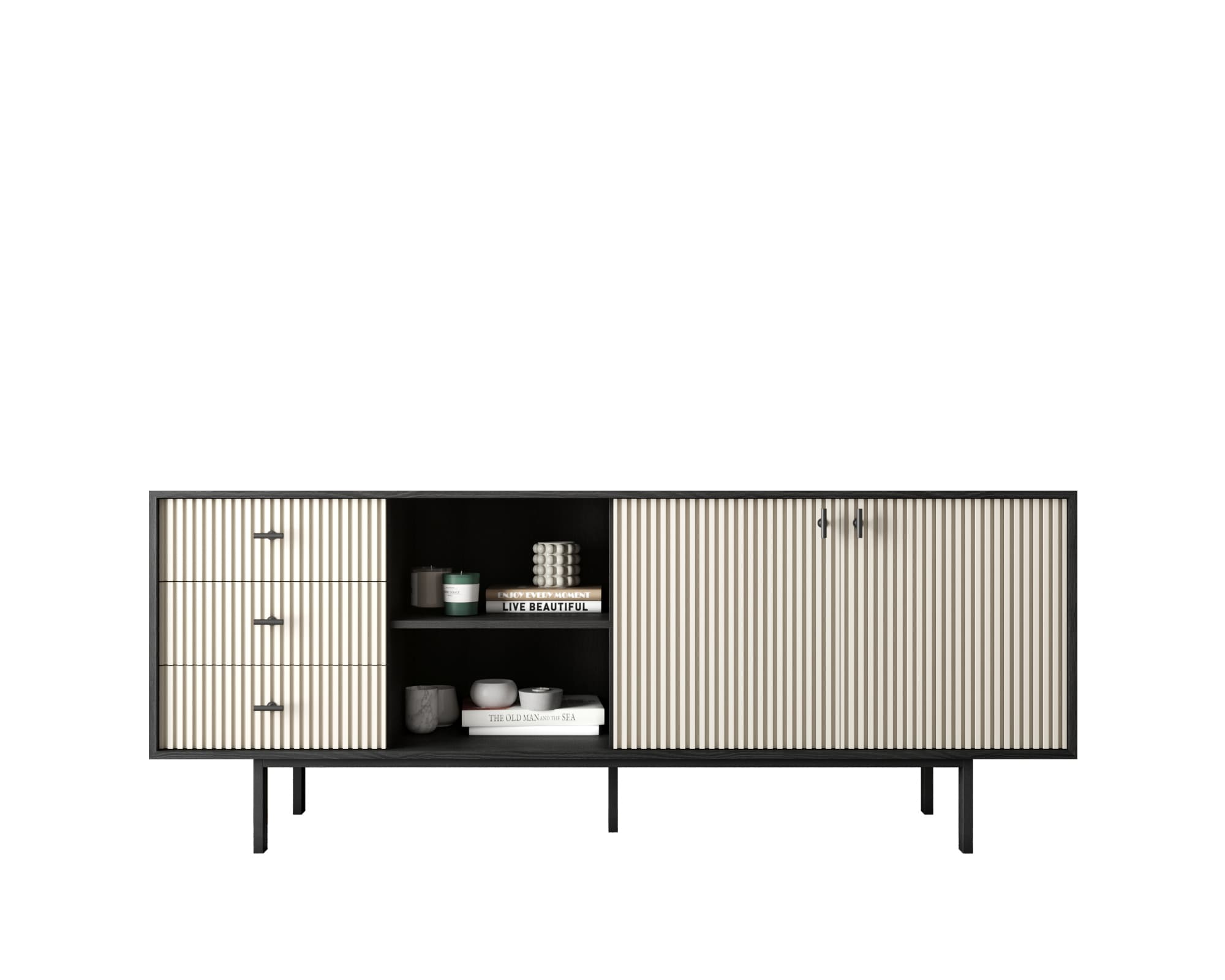 Комод с дверками и нишей "Emerson" арт EM15/milky/L