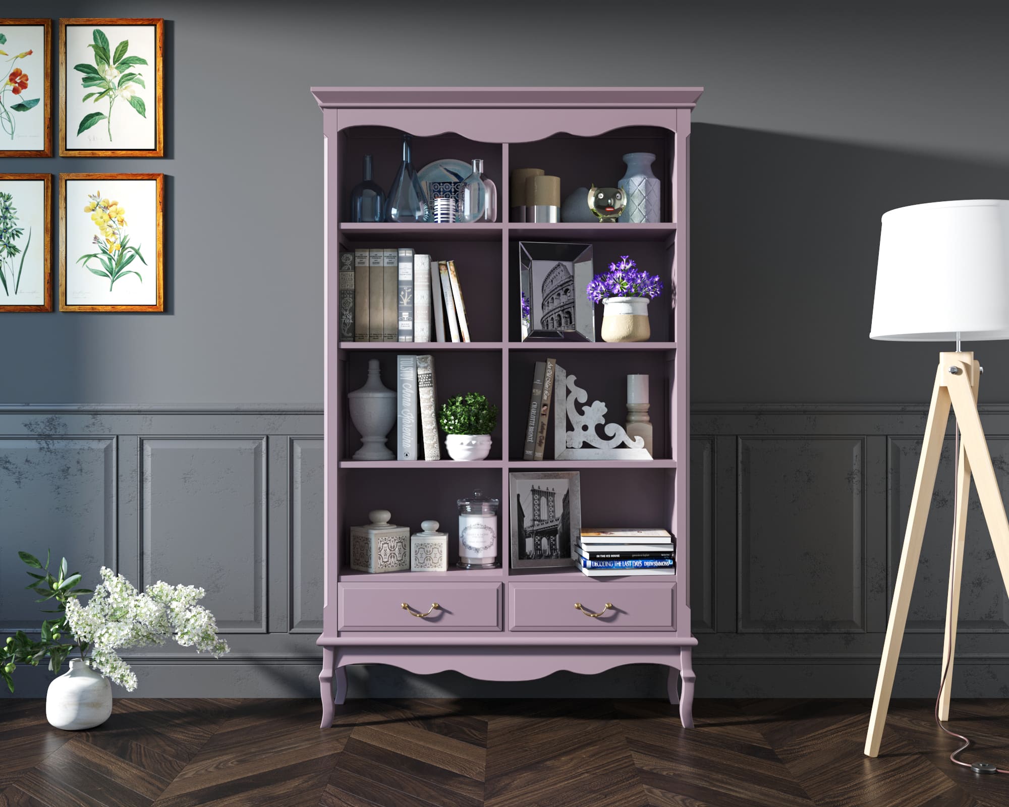 Стеллаж из дерева Leontina Lavanda двойной арт GS27/2L