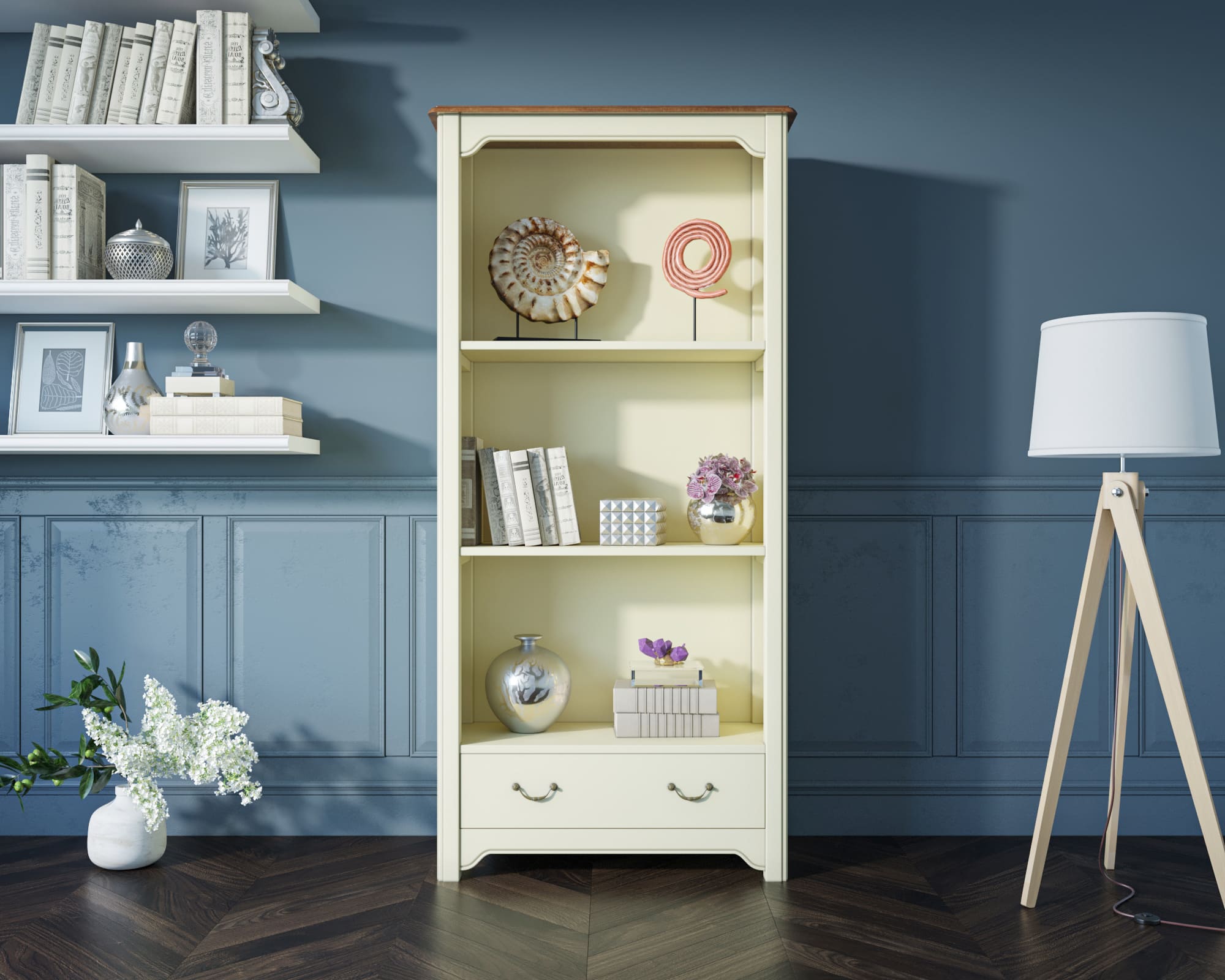 Стеллаж с ящиком "Olivia" в бежевом цвете