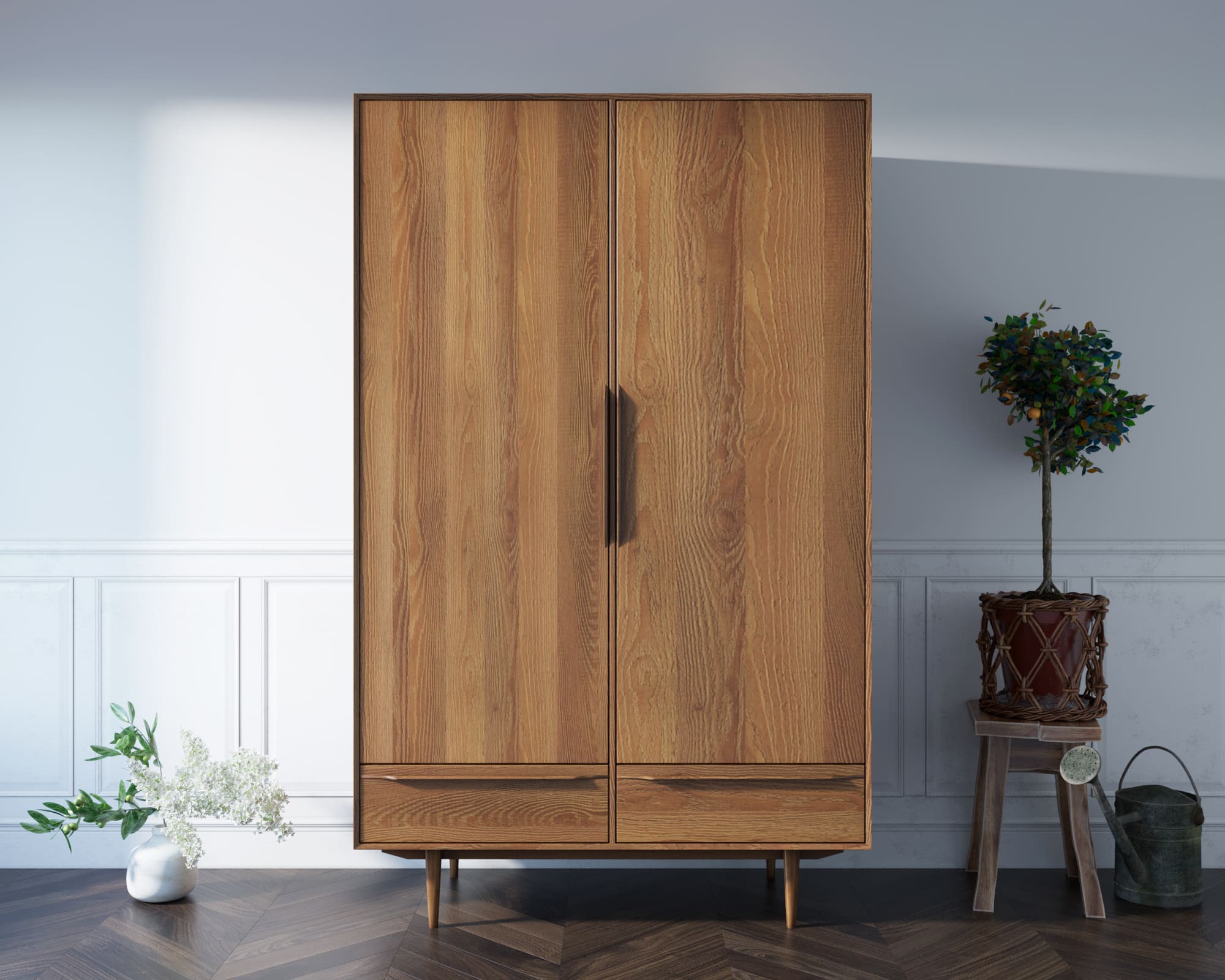 Шкаф двустворчатый распашной с двумя выдвижными ящиками "Bruni"