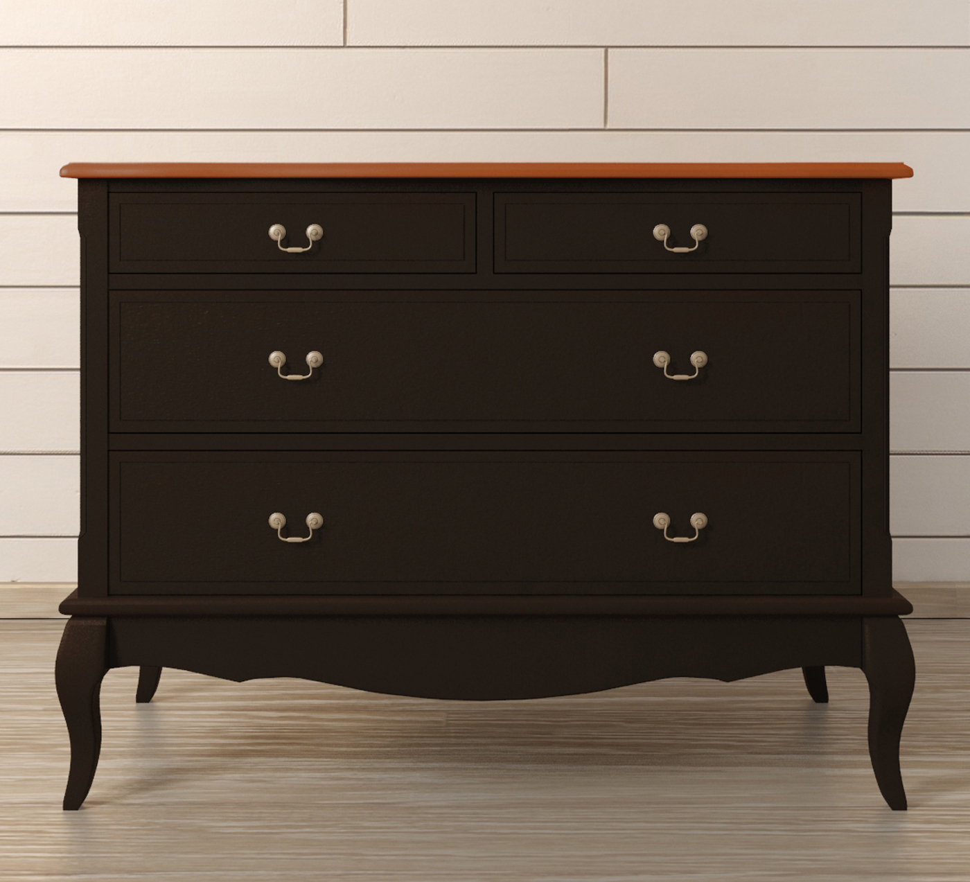 Комод деревянный «Leontina Black» на 4 ящика