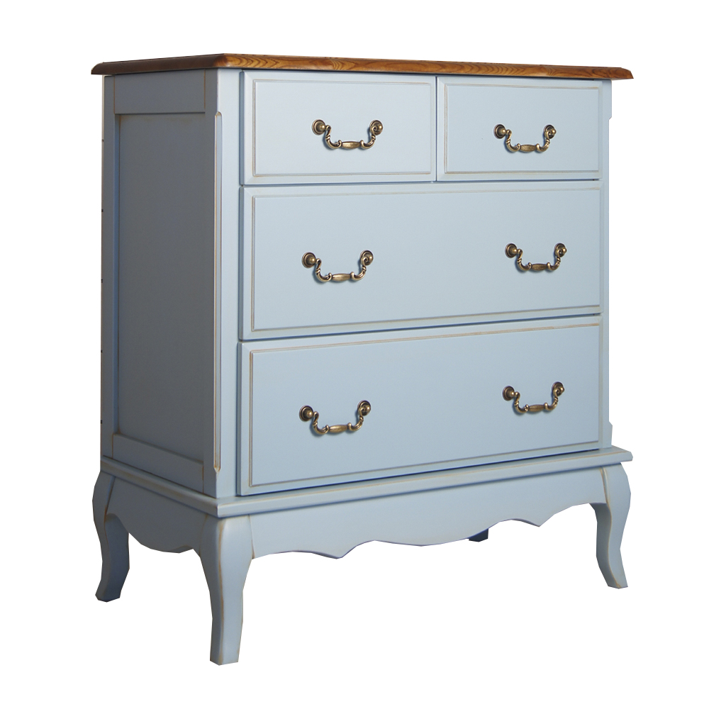 Голубой комод (4 ящика) дерево Leontina