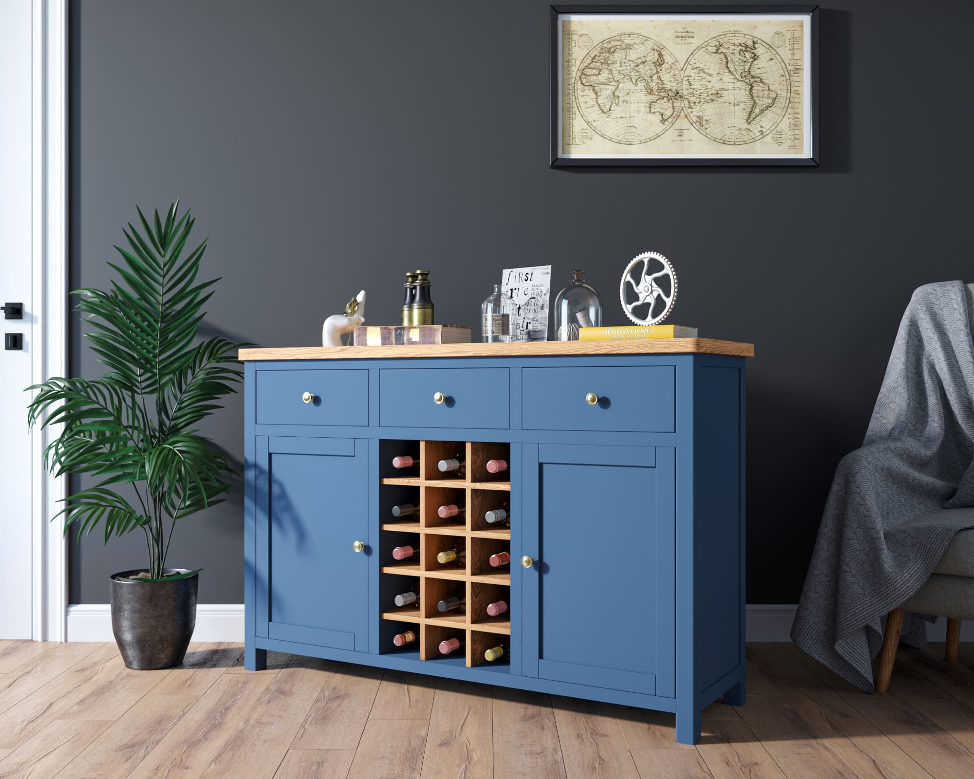 Винный шкаф с 3 ящиками дерево "Jules Verne"