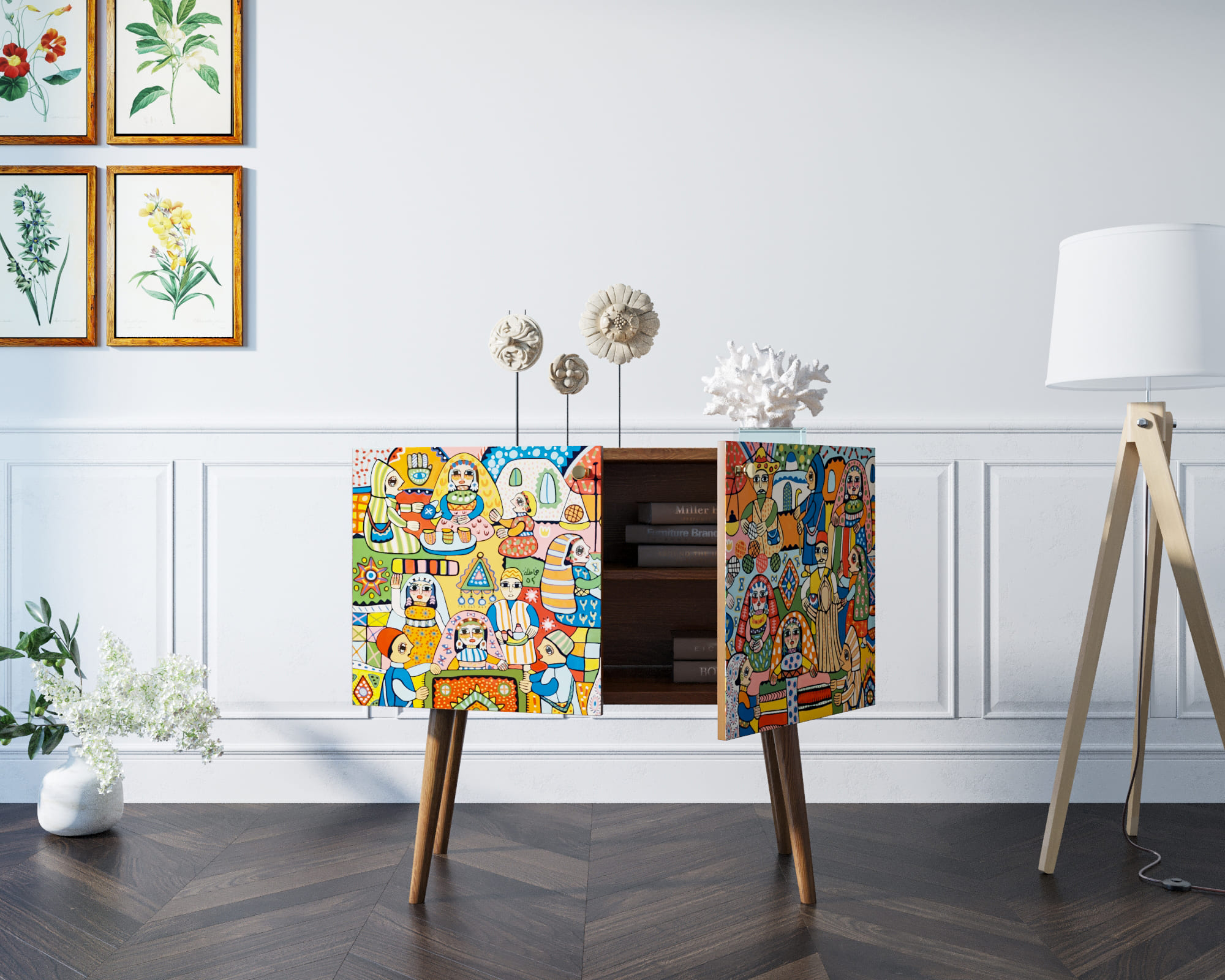 Комод с 2 ящиками на высоких ножках "Berber" малый