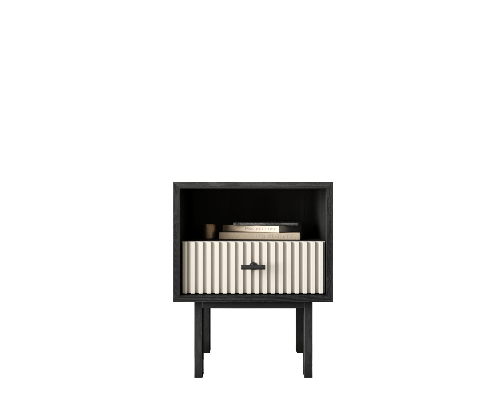 Тумбочка с нижним ящиком "Emerson" арт EM17/milky/L