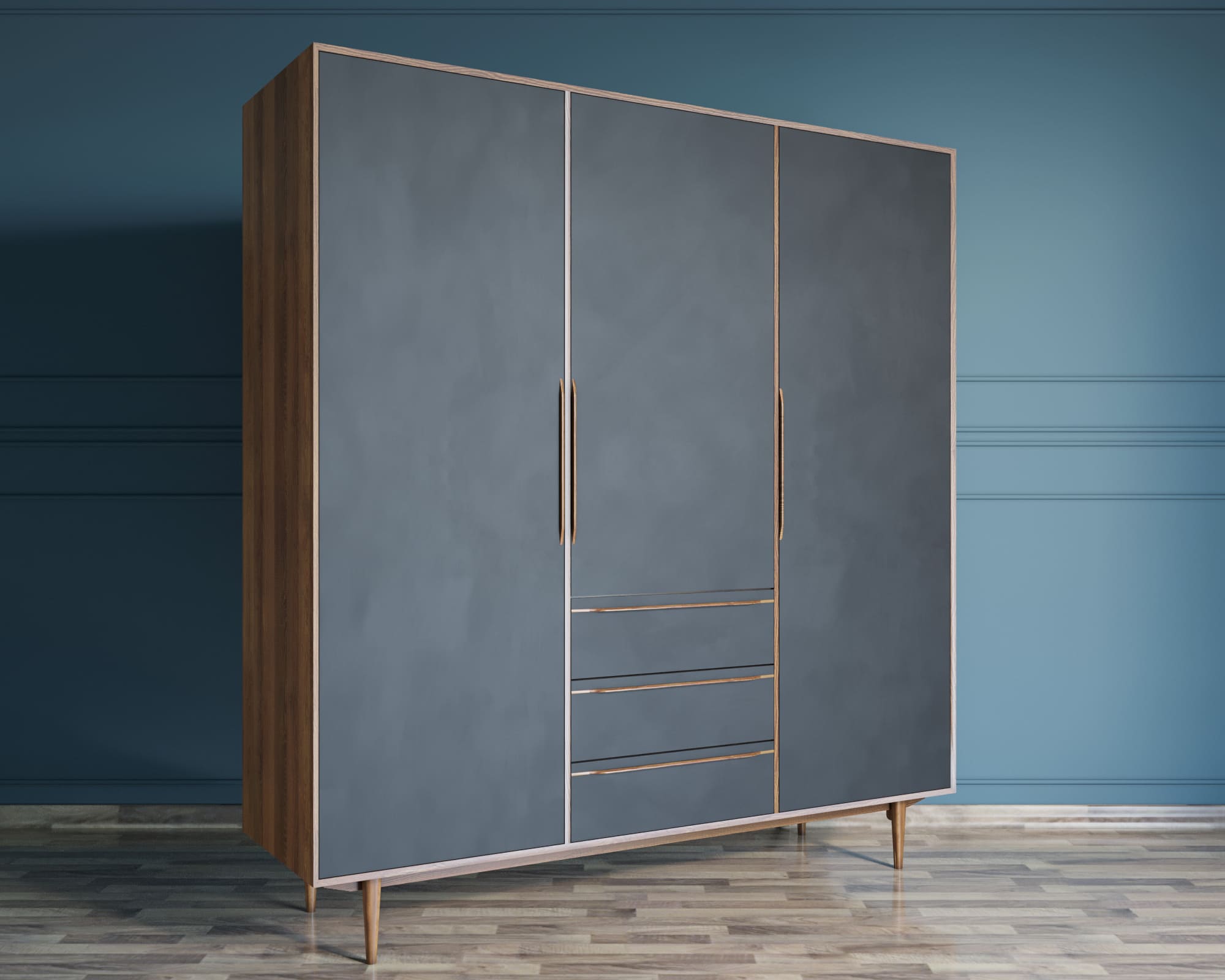 Шкаф в скандинавском стиле "Bruni Black" трехстворчатый