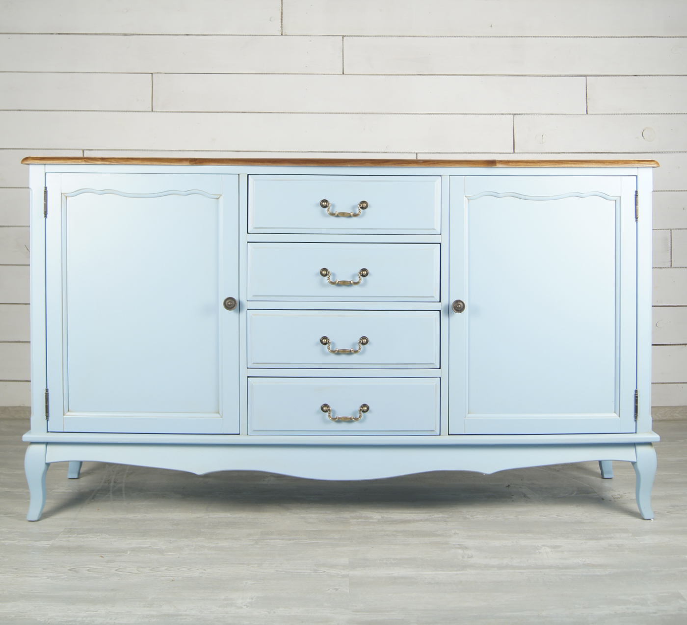 Голубой комод Leontina с дверками и ящиками
