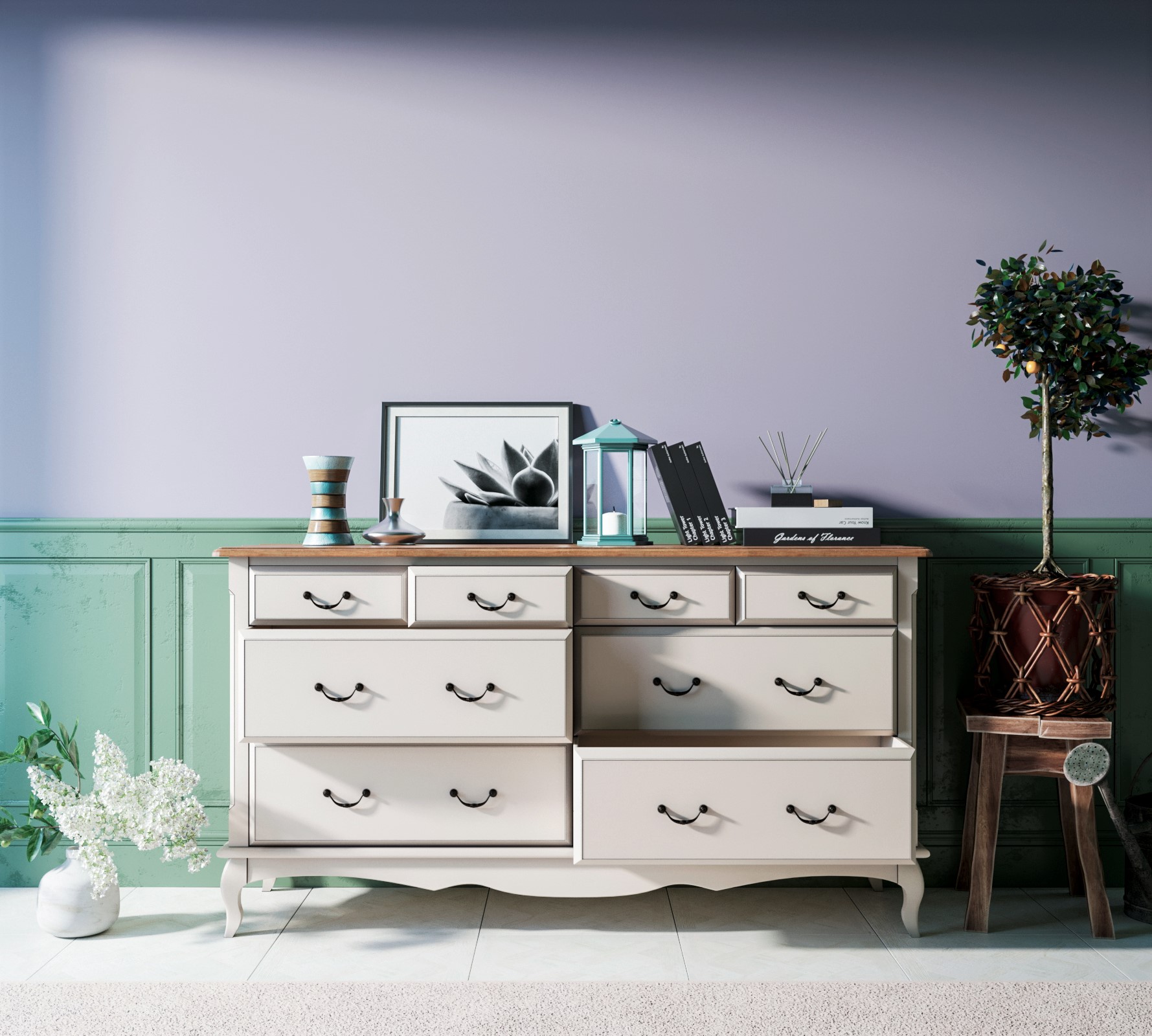 Большой комод 4 ящика «Leontina» на восемь ящиков