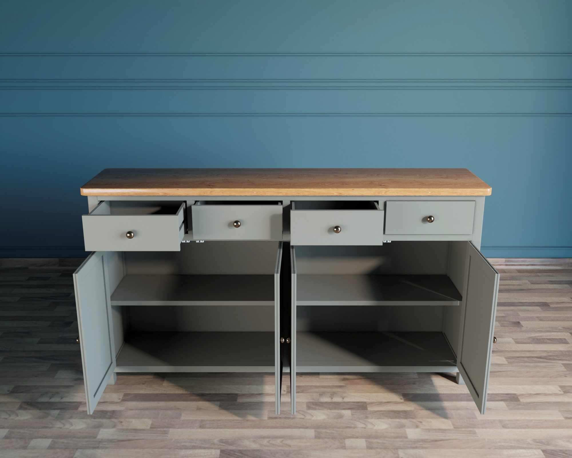 Комод "Jules Verne" 4 ящика 4 дверки серый