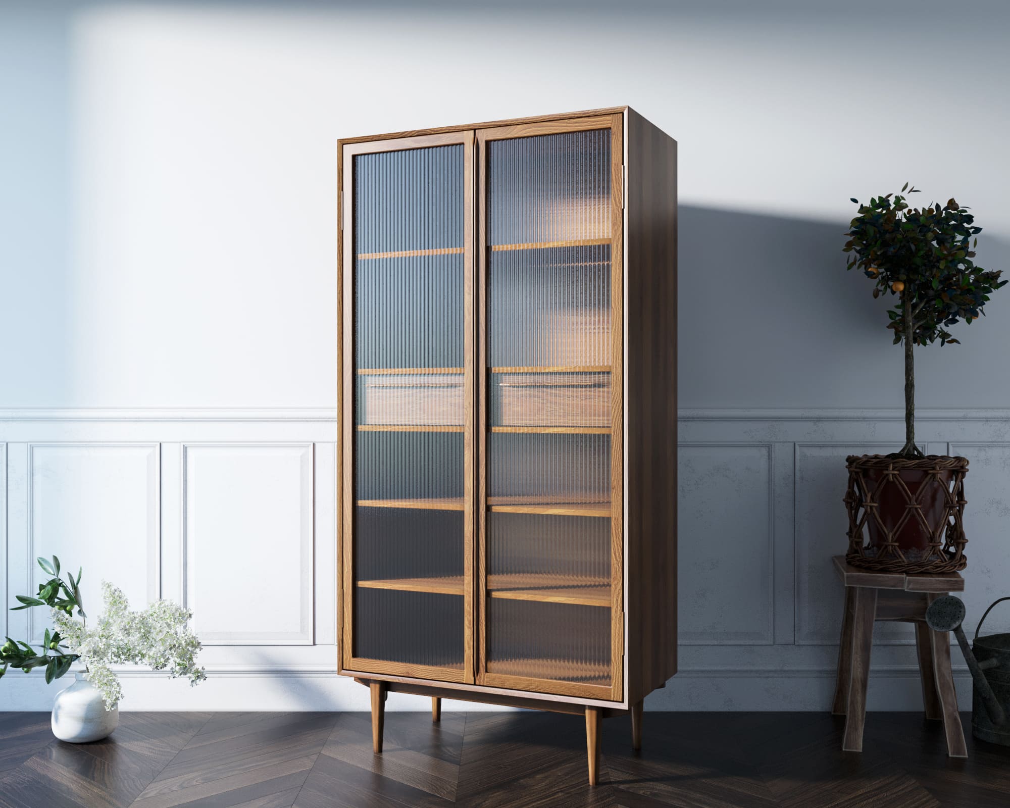 Буфет "Bruni" высокий с витражными стеклами