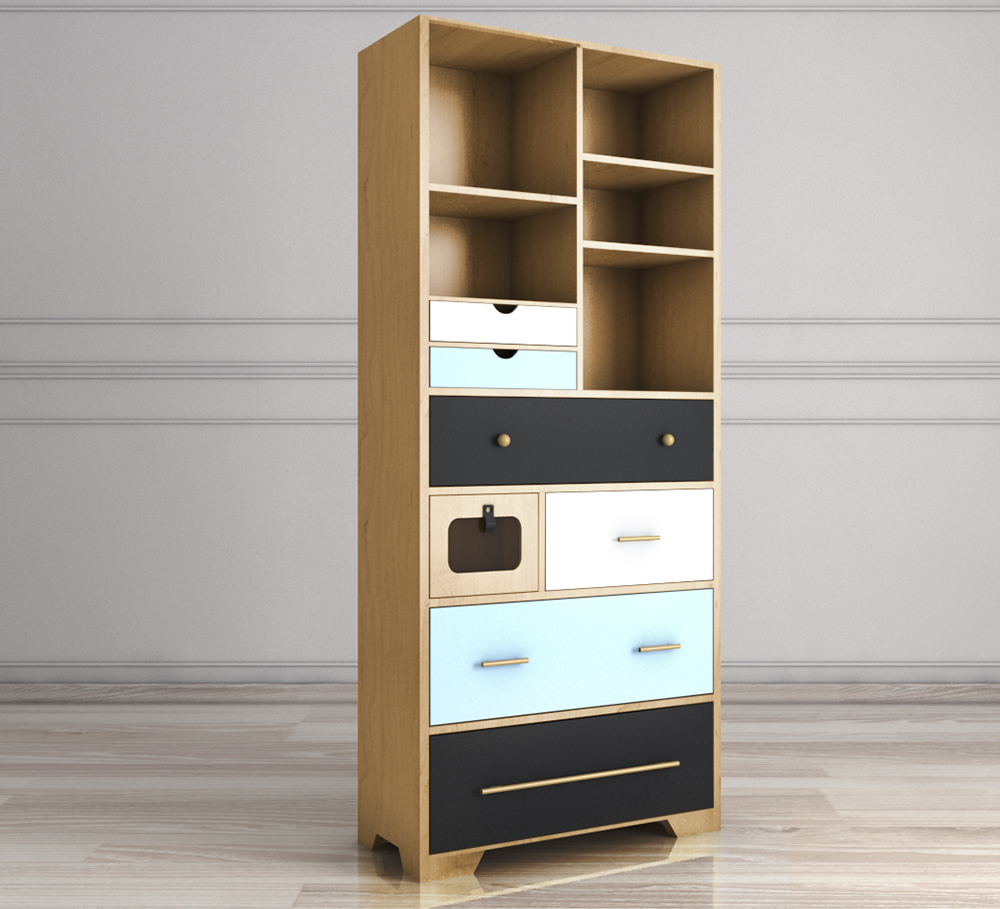 Стеллаж с 6 ящиками "Aquarelle Birch"