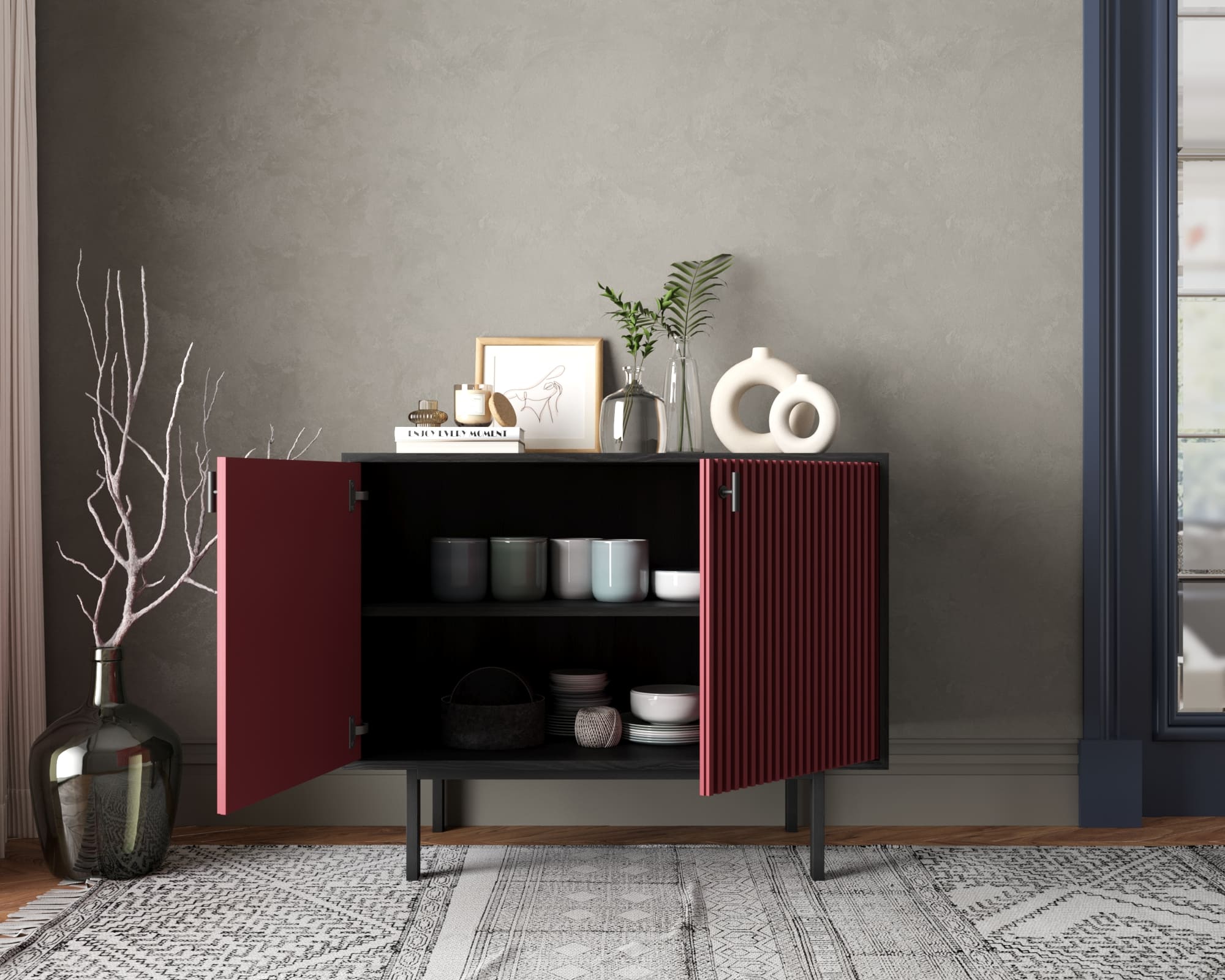 Комод с двумя дверками "Emerson" арт EM02/red/L