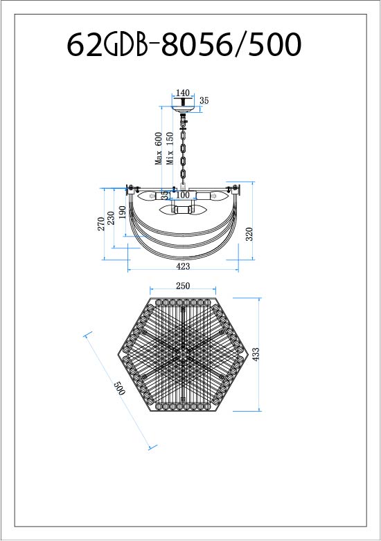 62GDM-8056-500 Люстра Marino M d50см h32см