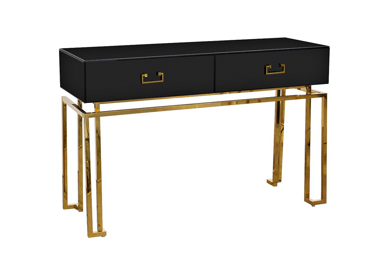 KFG058 Консоль черная 2 ящика  120*42*77см