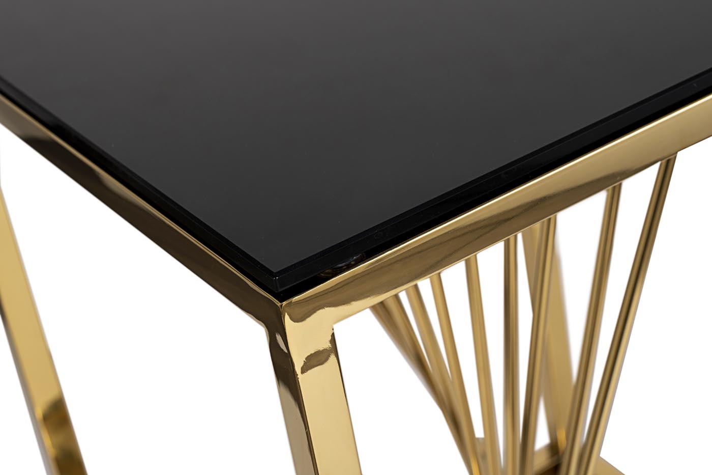 13RXET8083M-GOLD Стол журнальный стекло черн/золото