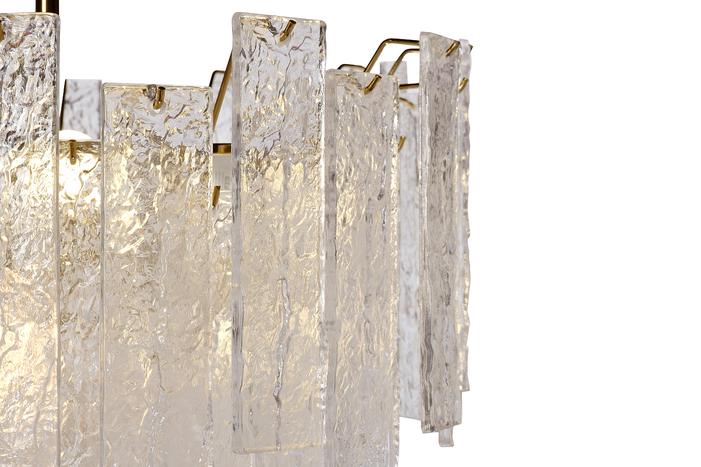 91GH-1014-8 Люстра потолочная "Ice" рифленое стекло/латунь d.53см h.68см