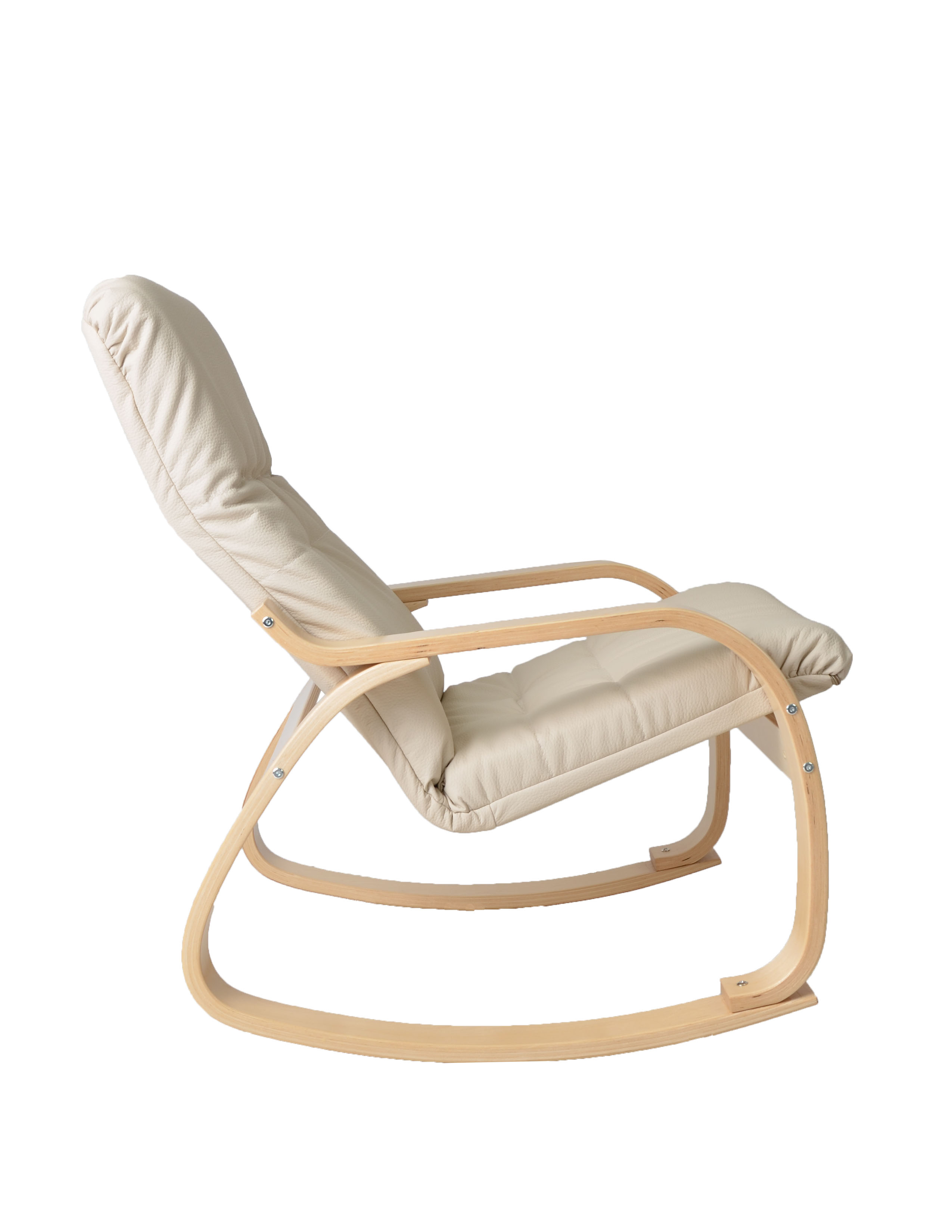 кресло-качалка Сайма  Экокожа бежевый каркас  Берёза