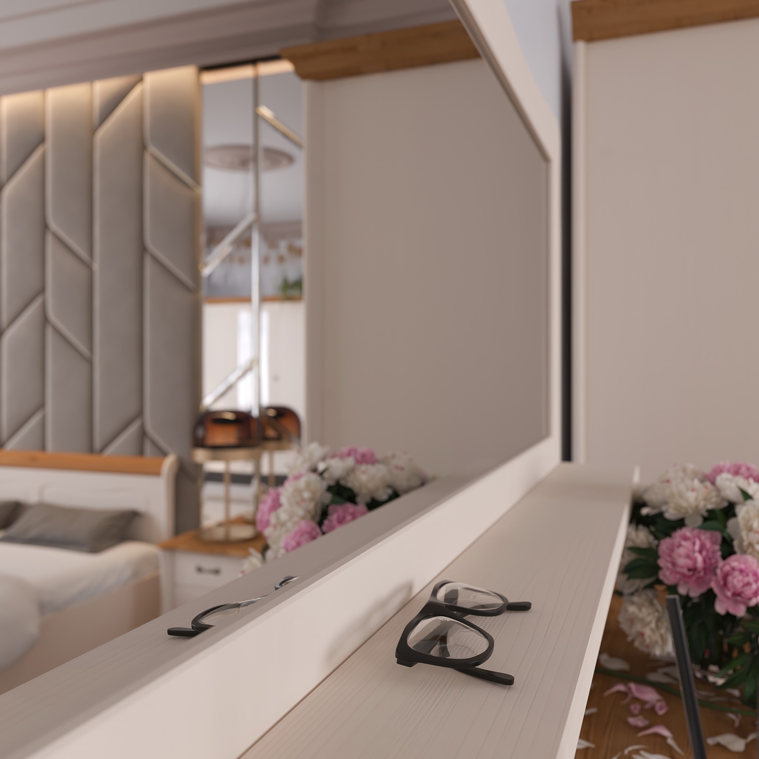 Зеркало с полкой сосна ЛеБо