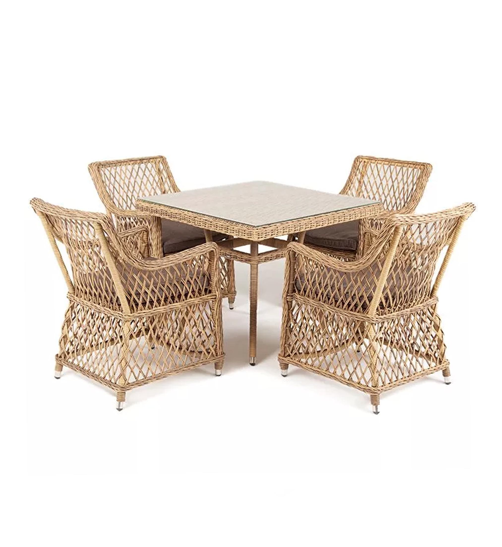 "Арлиш" обеденная группа плетеная на 4 персоны, цвет соломенный