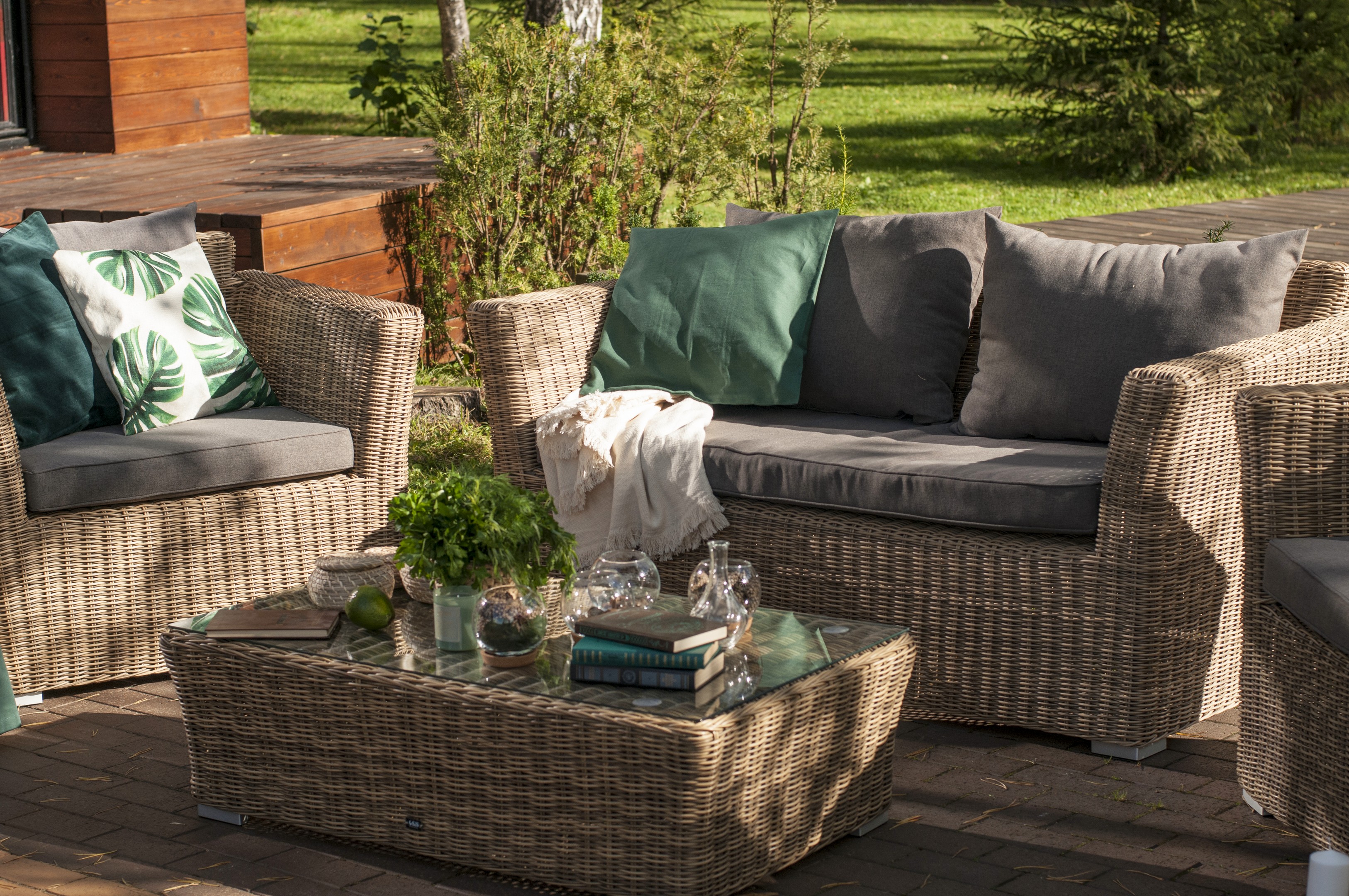 "Капуто" диван из искусственного ротанга двухместный, цвет соломенный