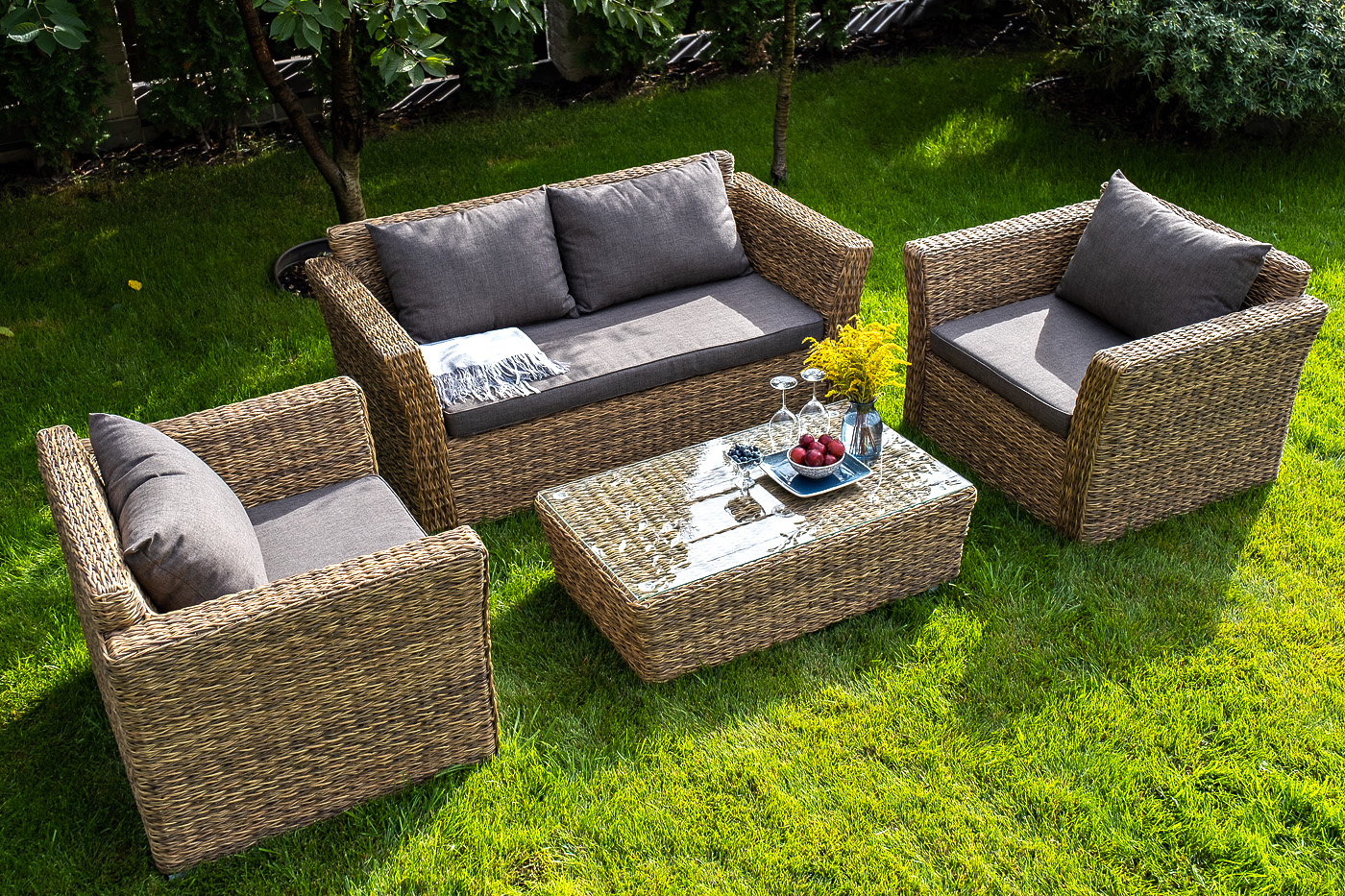 "Капучино" кресло из искусственного ротанга (гиацинт), цвет соломенный