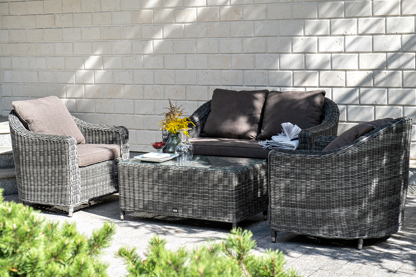 "Копаннини" диван из искусственного ротанга двухместный, цвет графит