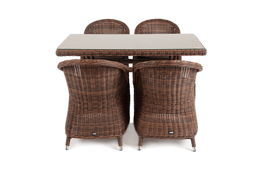"Латтини–140 R" обеденная группа плетеная, цвет коричневый