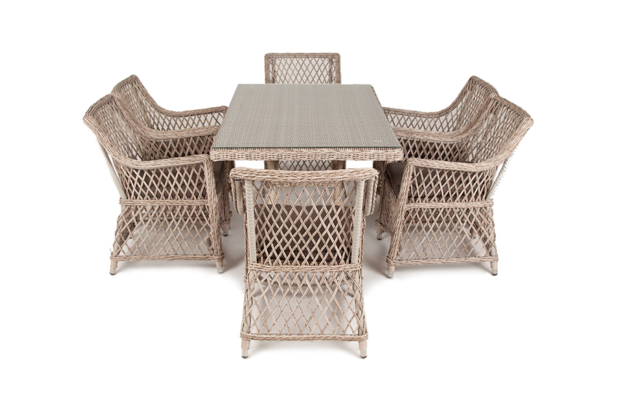 "Латтини" обеденная группа плетеная, цвет бежевый