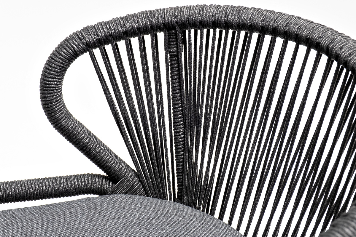 "Венецио" обеденная группа на 6 персон со стульями "Миленто", каркас темно-серый, роуп темно-серый